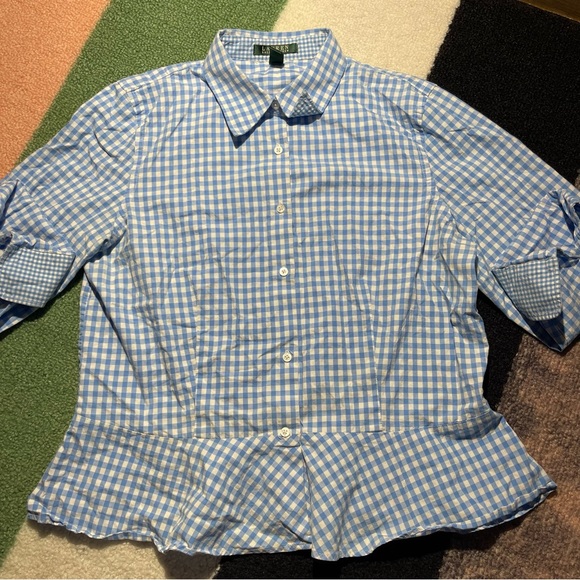 Lauren Ralph Lauren Tops - Lauren Ralph Lauren Light Blue and White Checkered Shirt